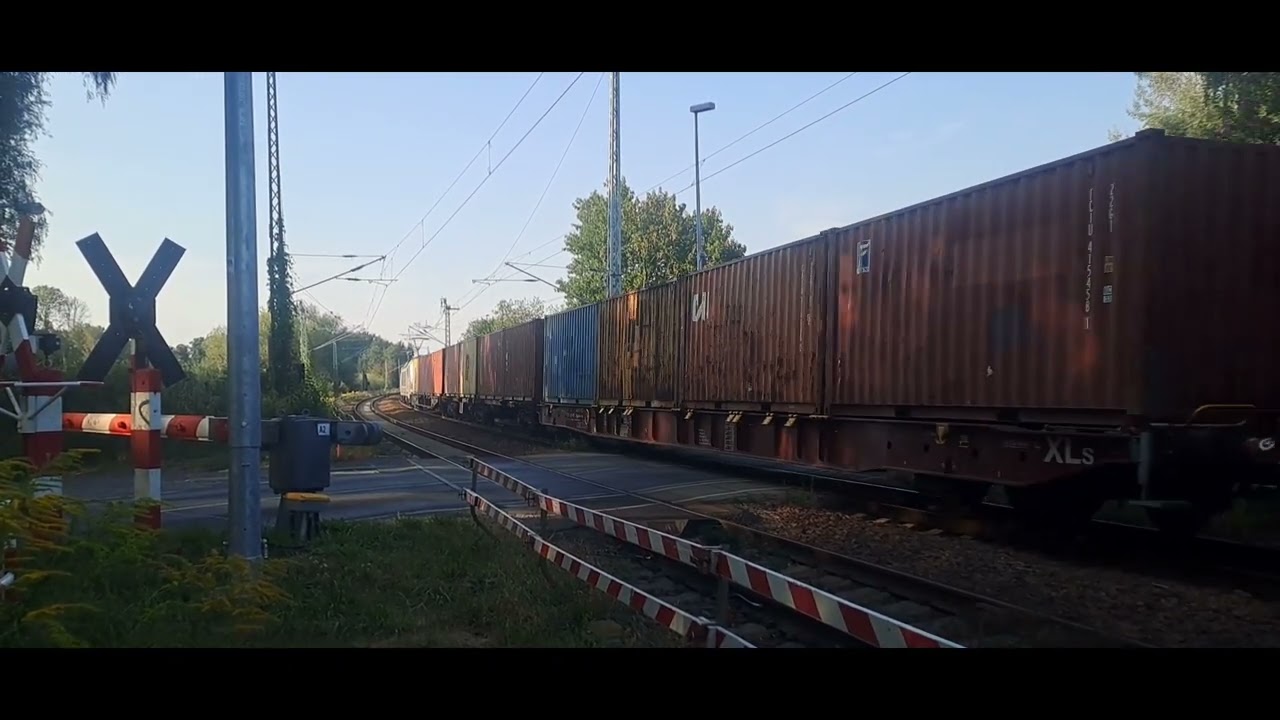 2 Züge am Bahnübergang in Zossen (August)2024