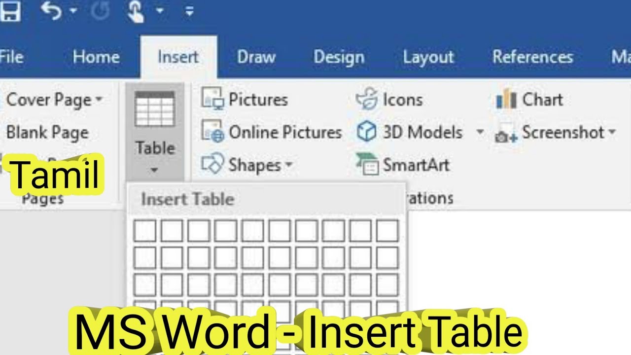 Insert Table MS Word - AA Tech TAMIL