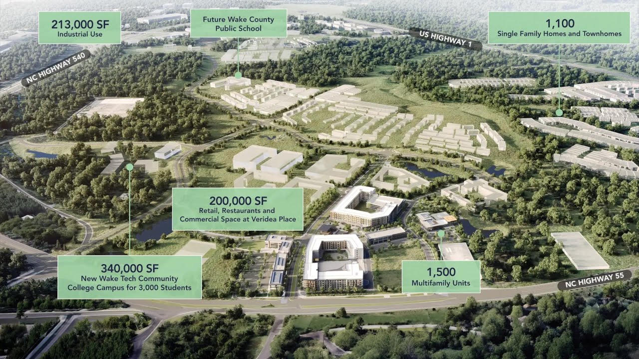 Veridea mixed-use urban community located in Apex, North Carolina, (Feb 2026).