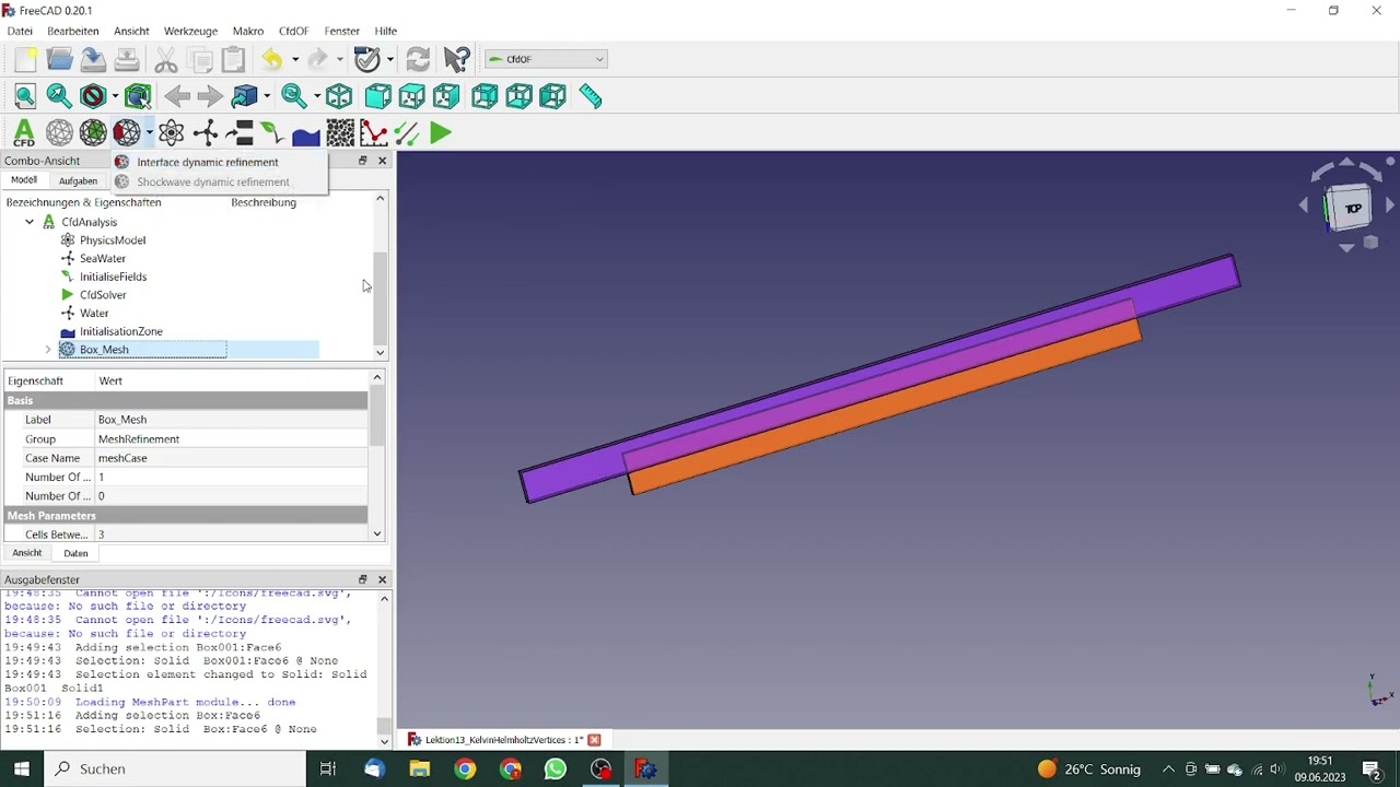 Freecad CfdOf Tutorial #13:  Kelvin–Helmholtz instability
