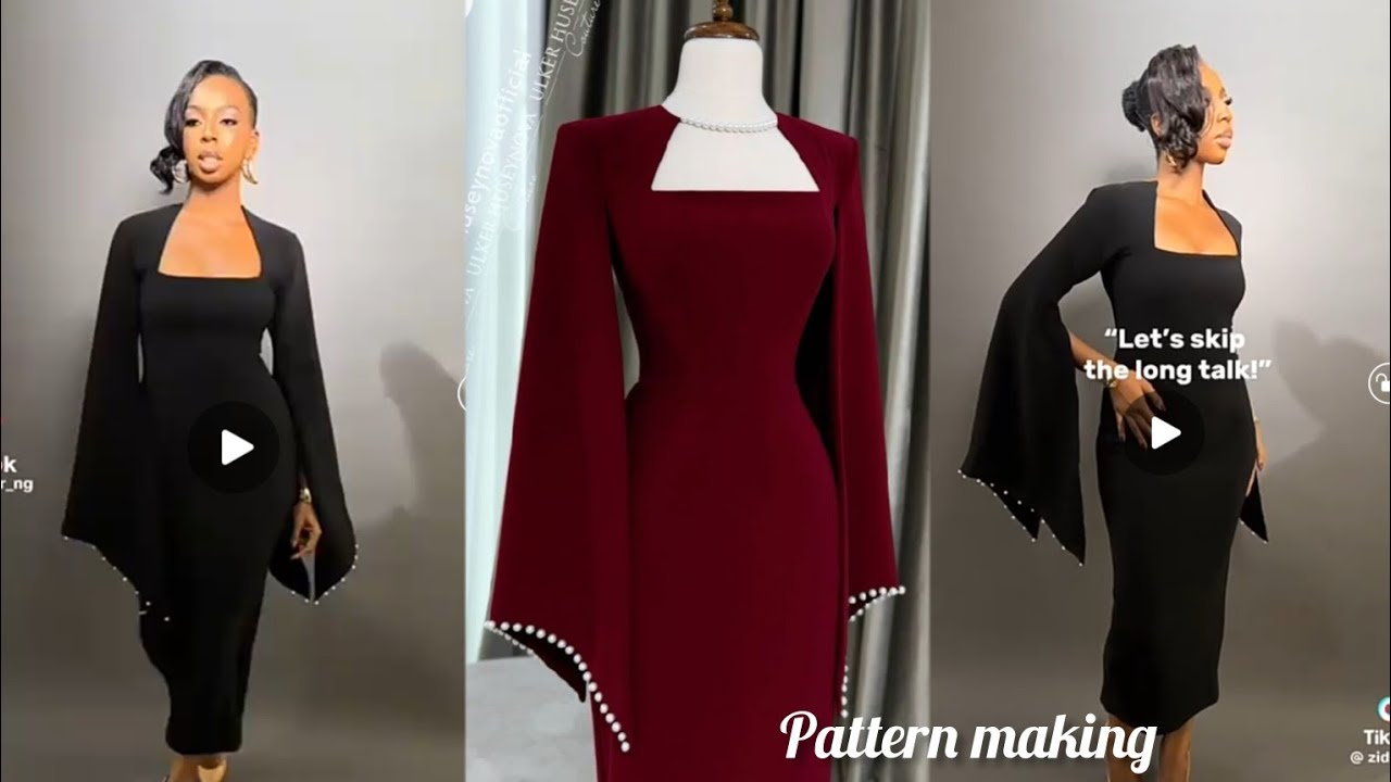 How to cut and sew this trendy corperate dress with stylish sleeves//pattern