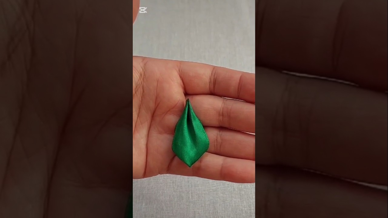 How to make a flower leaf from satin ribbons. #diycrafts#handmade
