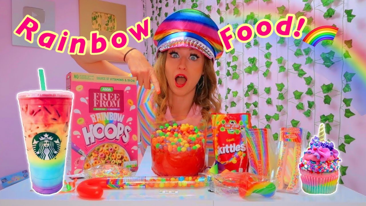 I Only Ate RAINBOW FOOD For 24 Hours Challenge!!😱🌈*urmm this was wild*✨ | Rhia Official♡
