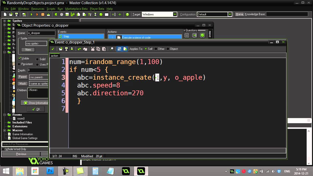 GameMaker How To Randomly Drop Items From Top