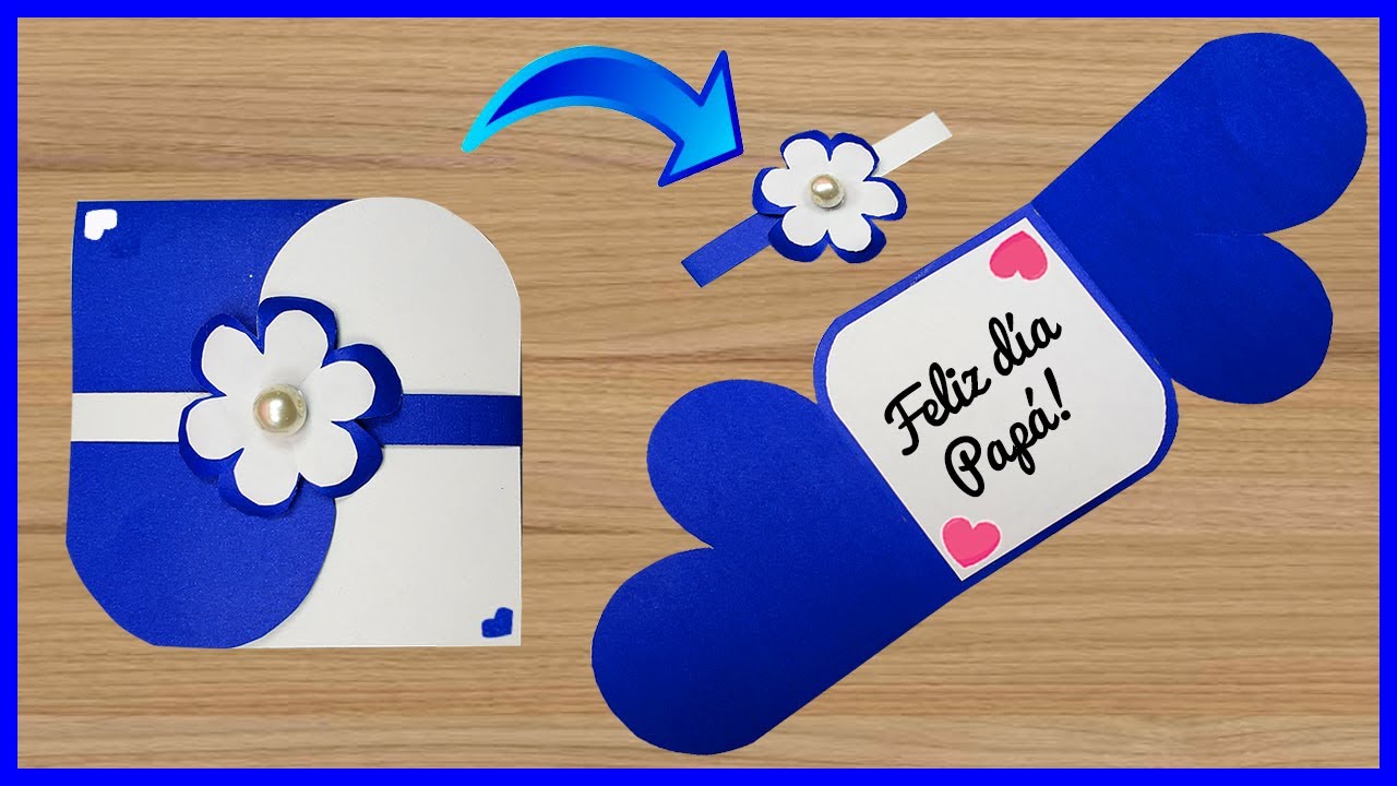 💙Hermosa tarjeta corazón para el día del padre 🥰 Father's Day Card Easy 😘 Especial día del padre