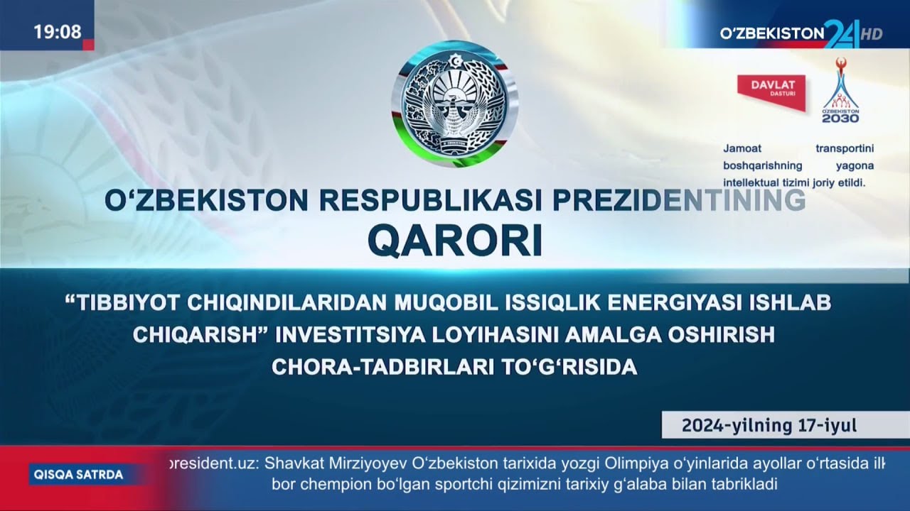 Tibbiyot chiqindilaridan issiqlik energiyasi ishlab chiqariladi