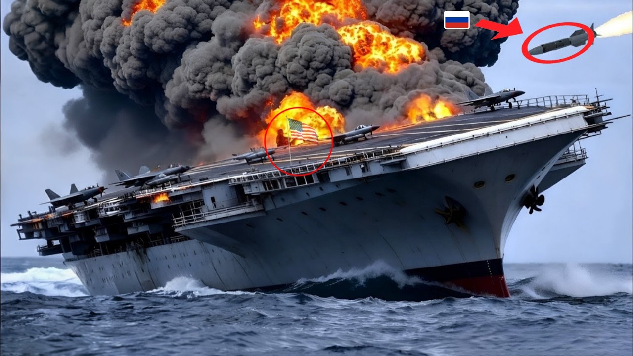 1 час назад! Самый мощный авианосец США был жестоко уничтожен российскими пилотами «Сухого»!