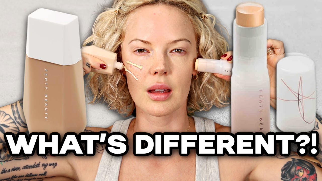 FENTY EAZE DROPS SKIN TINT vs EAZE DROP BLUR STICK TINT the same product? | FOUNDATION FACE OFF