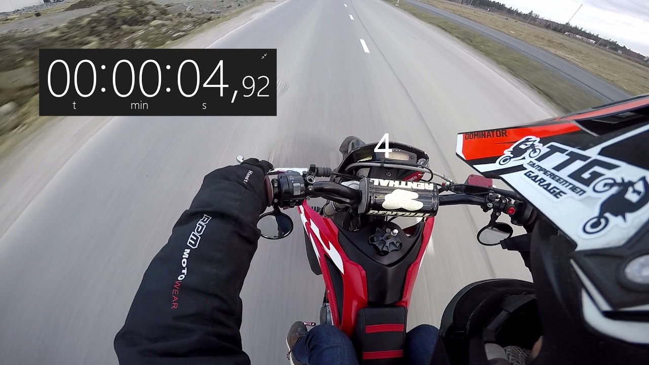 Husqvarna Sm/Wr 125 0-100 acceleration test & top speed RAW SOUND