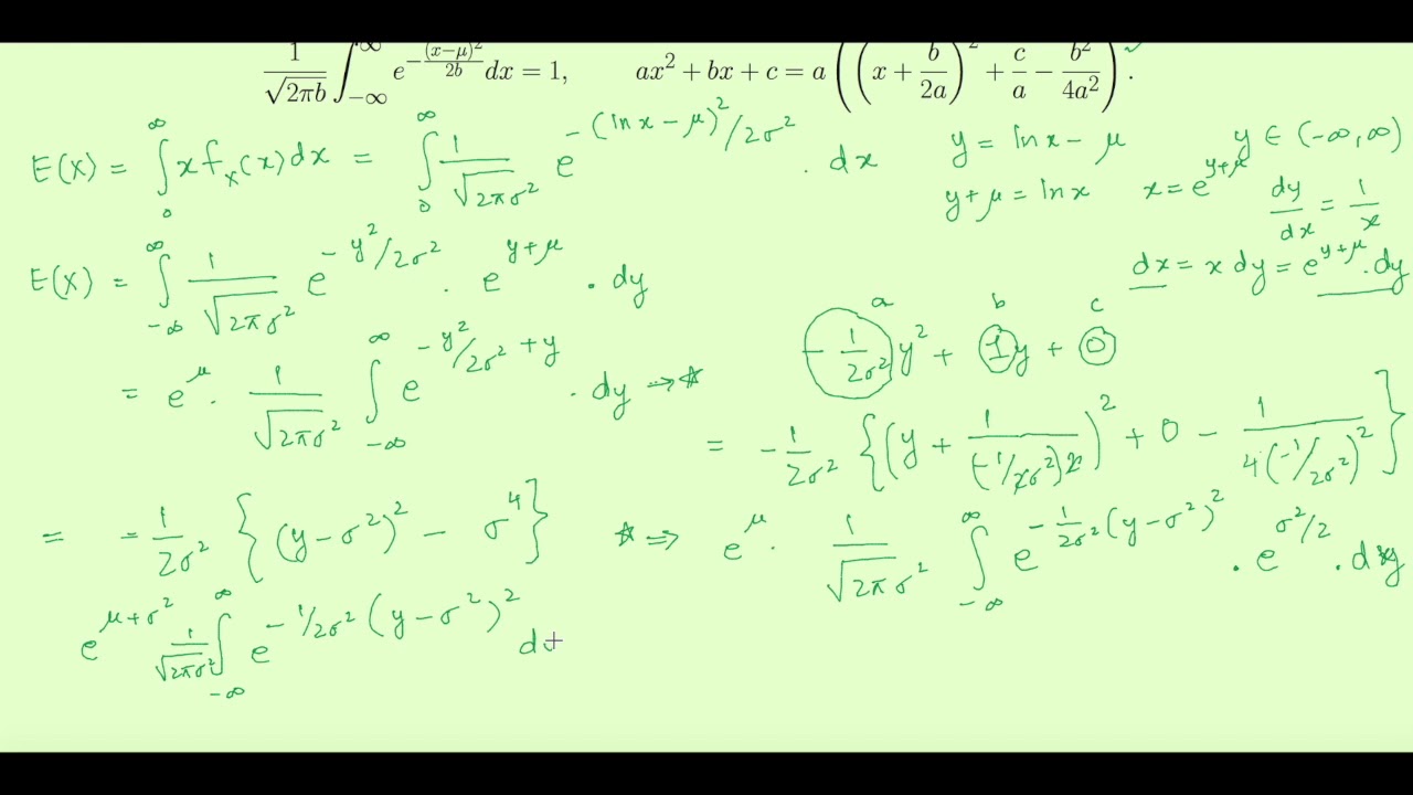 Log-Normal Distribution: Mean and Variance