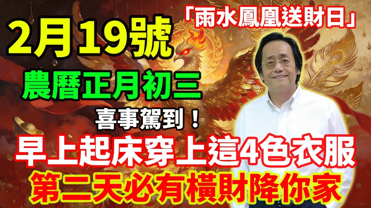 喜事駕到！2月19號，農曆正月初三，「雨水鳳凰送財日」，早上起床穿上這4色衣服，第二天必有橫財降你家，菩薩保你正財橫財大爆發！#佛學 #佛淨 #佛陀 #佛法 #佛教 #修行