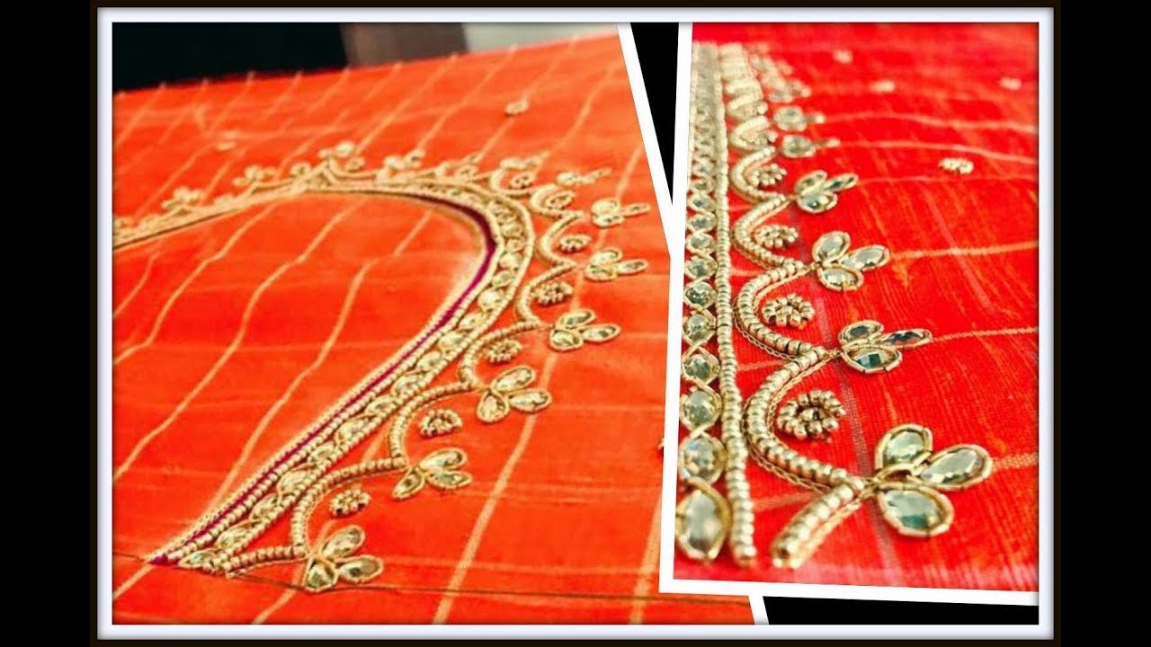Most Extra Ordinary Neck Design with Normal Stitching Needle- Same Like Aari/Maggam work