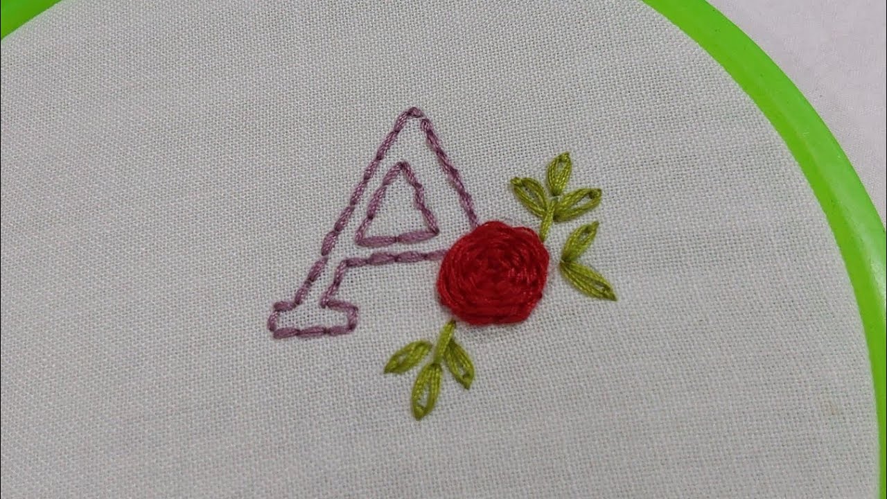 Letter A Embroidery Pattern/ Lazy Daisy Alphabet Embroidery/ Climbing Rose embroidery with Alphabet