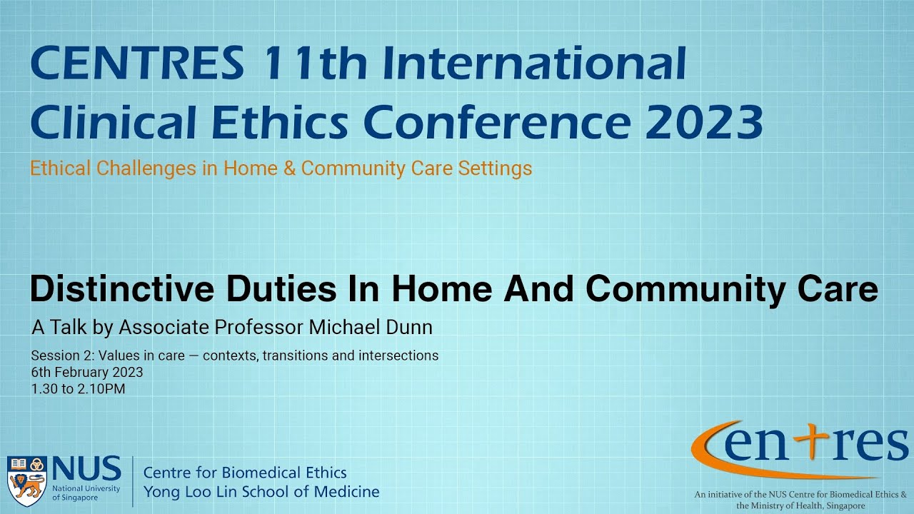 Distinctive Duties in Home and Community Care - A talk by A/P Michael Dunn