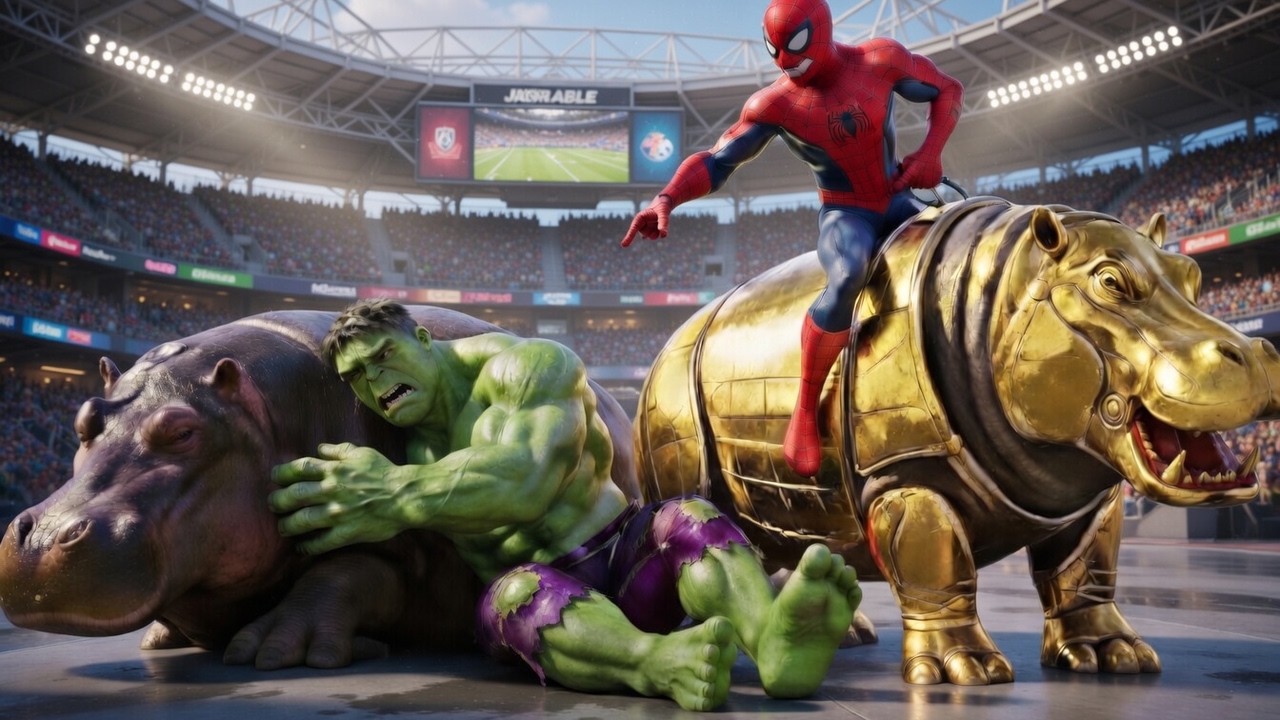 🕷️ SPIDERMAN vs HULK – Legendary Hippo Racing FINAL! 🦛 Who Wins the Ultimate Battle?!