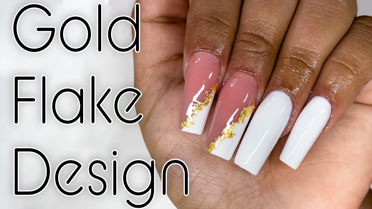 Lets make a 24K Gold Flake Design | How to do a Manicure | Acrylic Nails | Nail Tips | French Tip