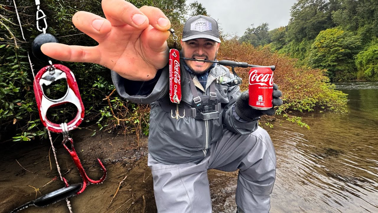 ¡DESAFÍO! PESCA DE TRUCHAS CON 3 SEÑUELOS ASESINOS QUE HICE CON UNA LATA DE COCA-COLA.