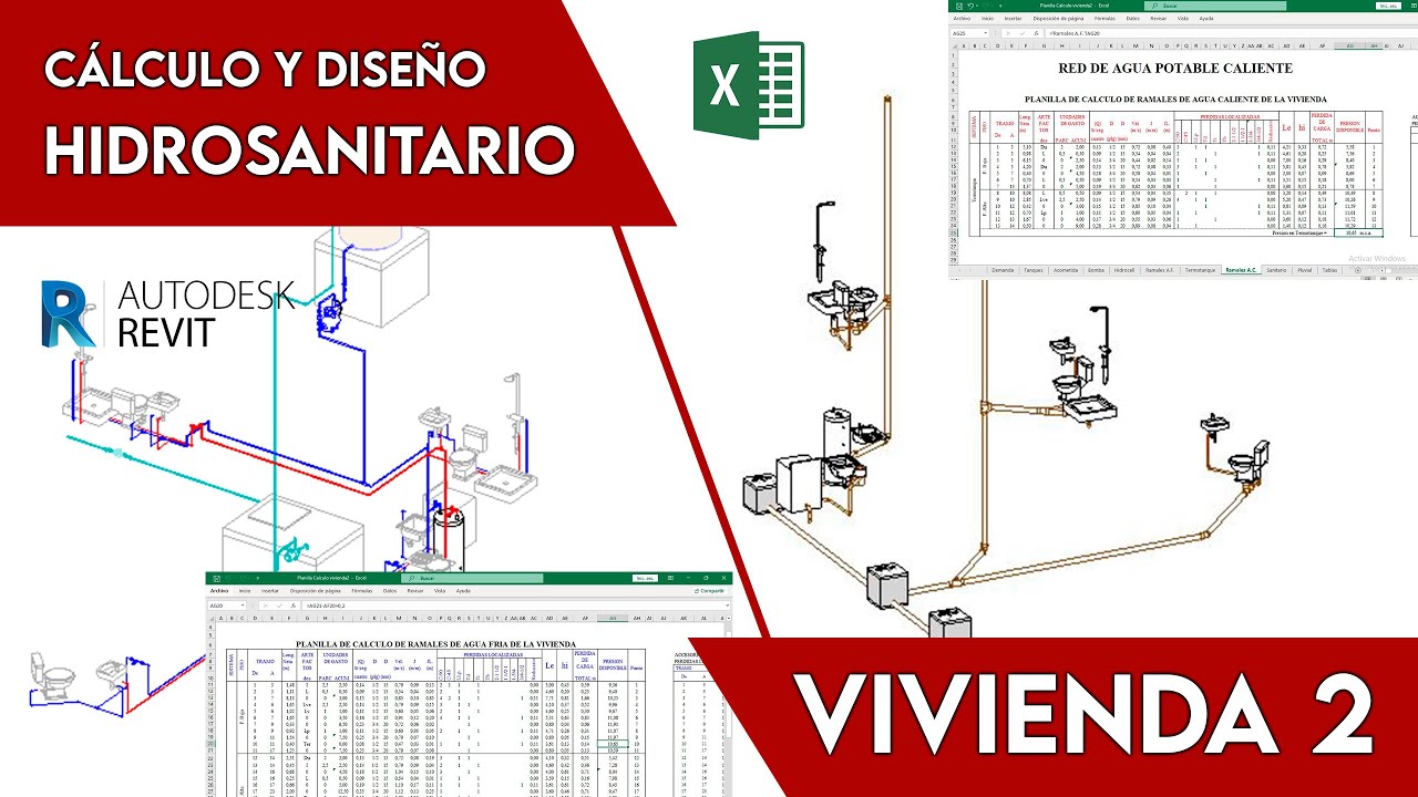 Cálculo y Diseño Hidrosanitario con Excel, Autocad y Revit - Vivienda 2 #revit #autocad #excel