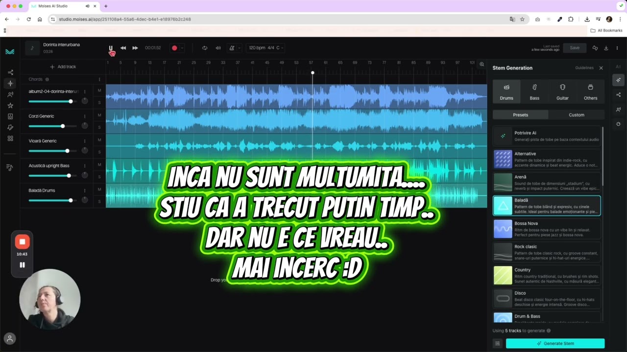 Moises AI in teste - generator de muzica