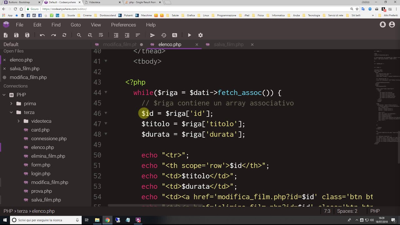 PHP: modifica di una riga del database