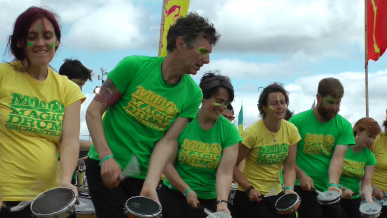 magic drum orchestra mash the pigeon larmer tree festival 2015