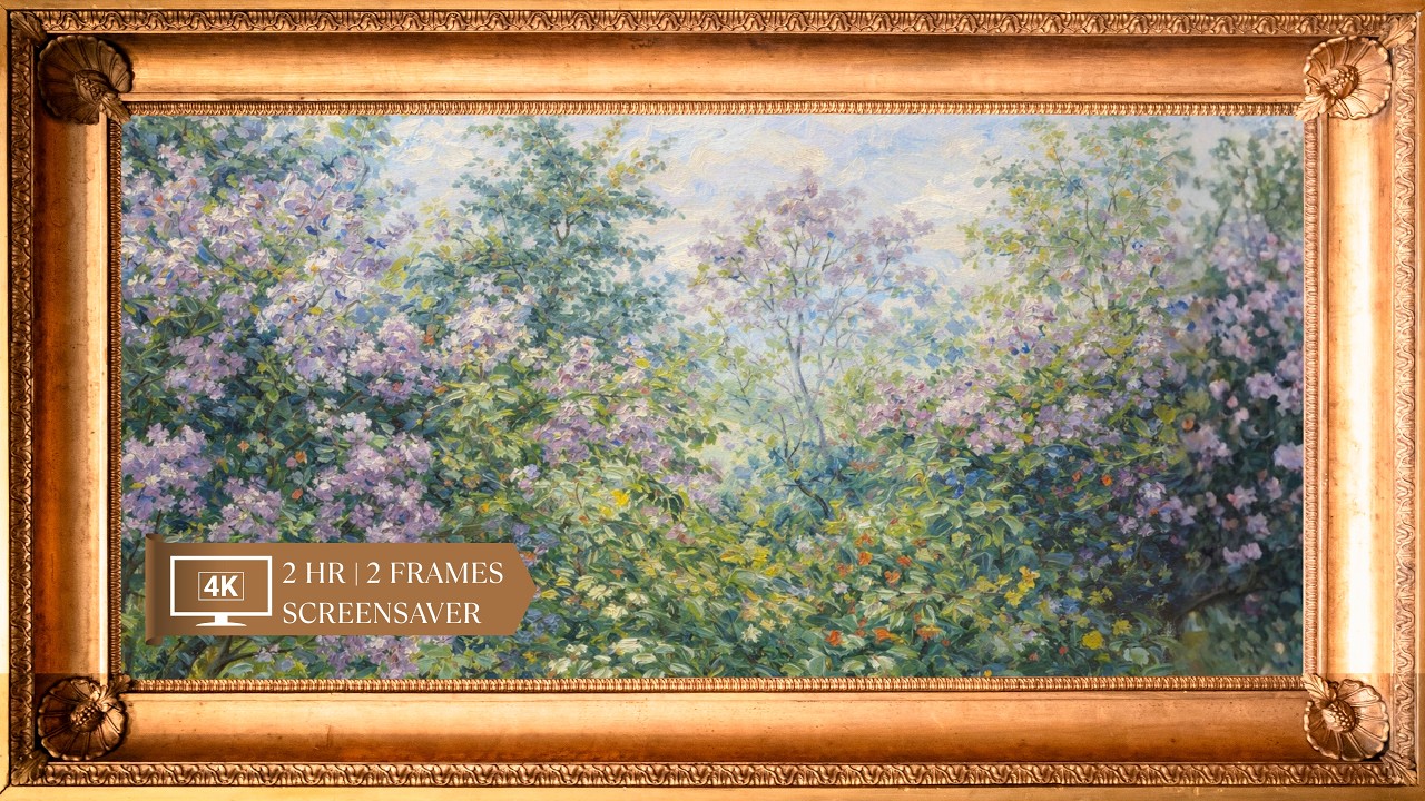 Traditional Framed Lilacs - 4K Fine Art TV Screensaver | 2 Frame Options | 2 Hour Video, No Sound