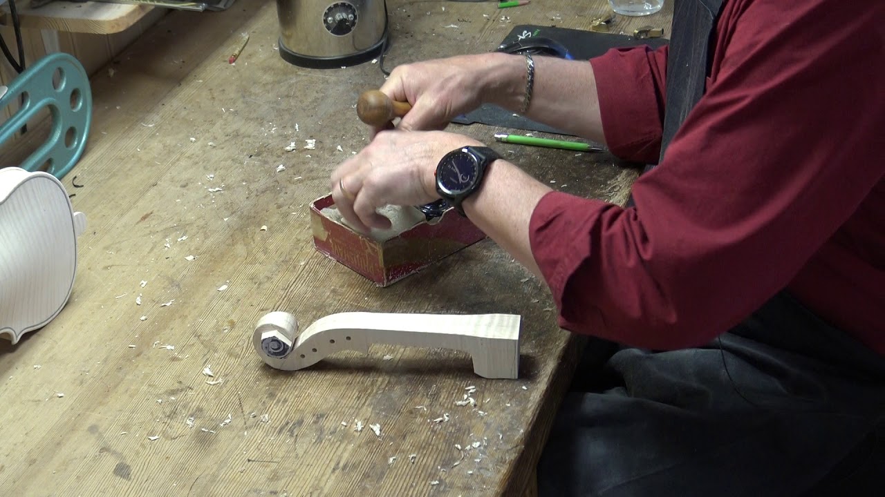Violinmaker Peter Westerlund Part 60 Start cutting the scroll volutes
