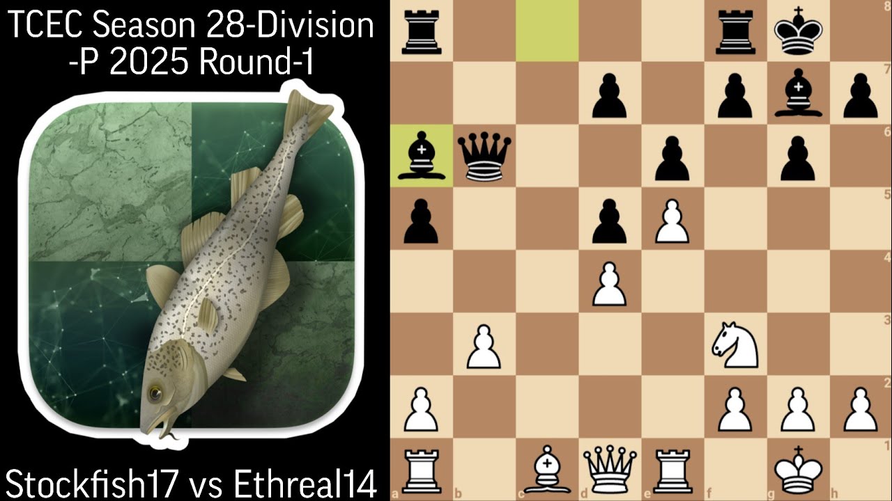 Stockfish 17 vs Ethereal 14 | TCEC Season 28 - Division P 2025 | Round-1