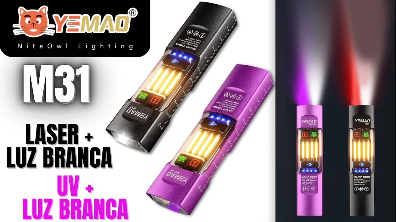 Lanterna Multifuncional Yemao M31 Versão com laser e com UV