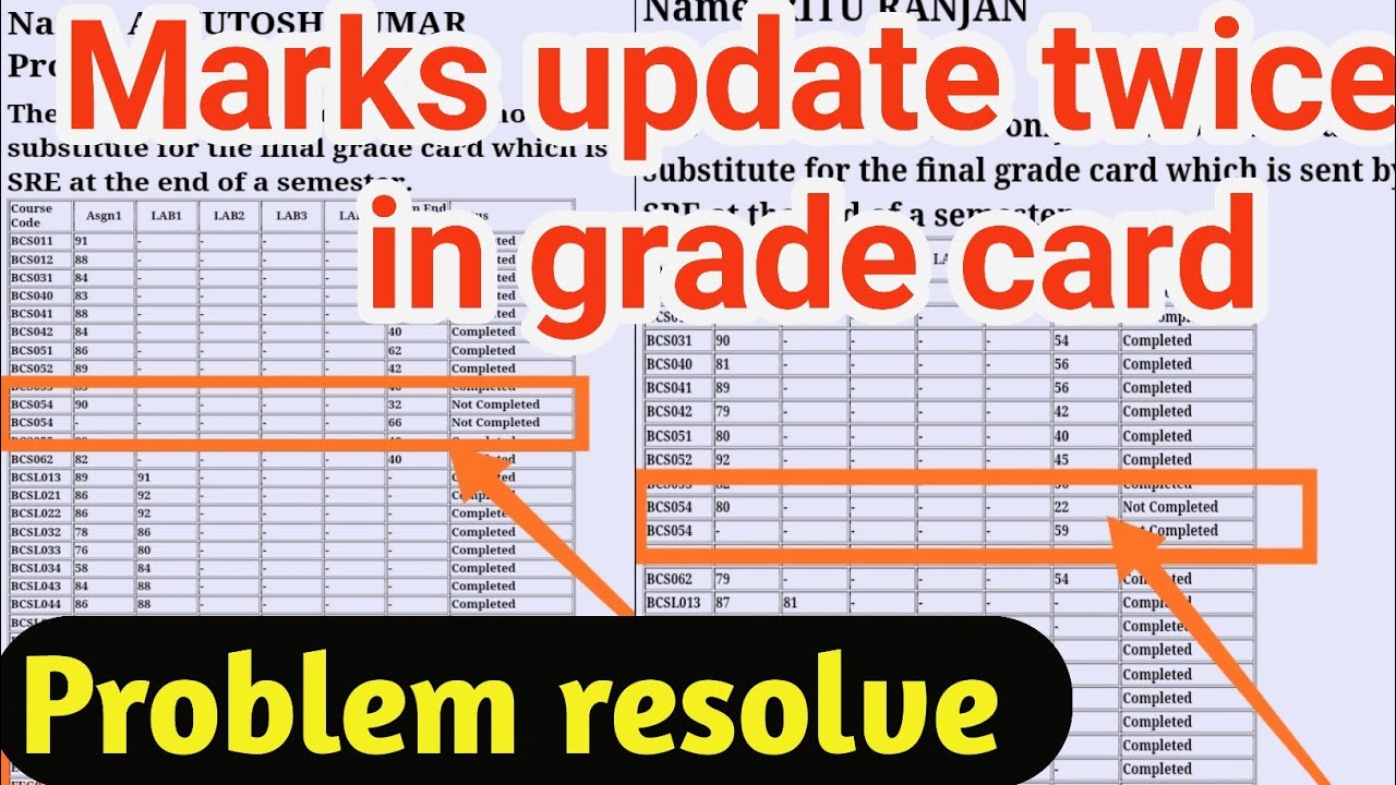 ignou grade card problem resolve|Ignou grade card marks update twice