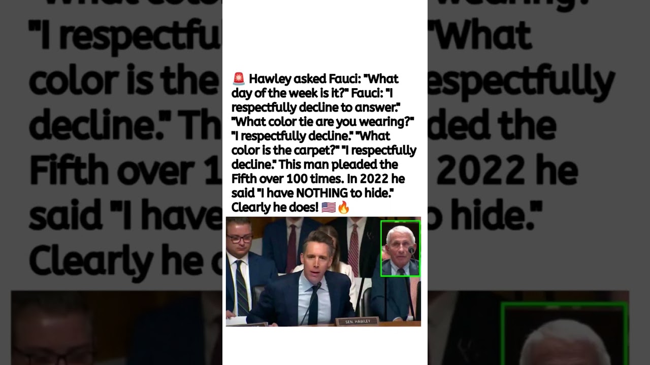 Josh Hawley's Questions to Fauci Ignite Senate Hearing Debate 🇺🇸