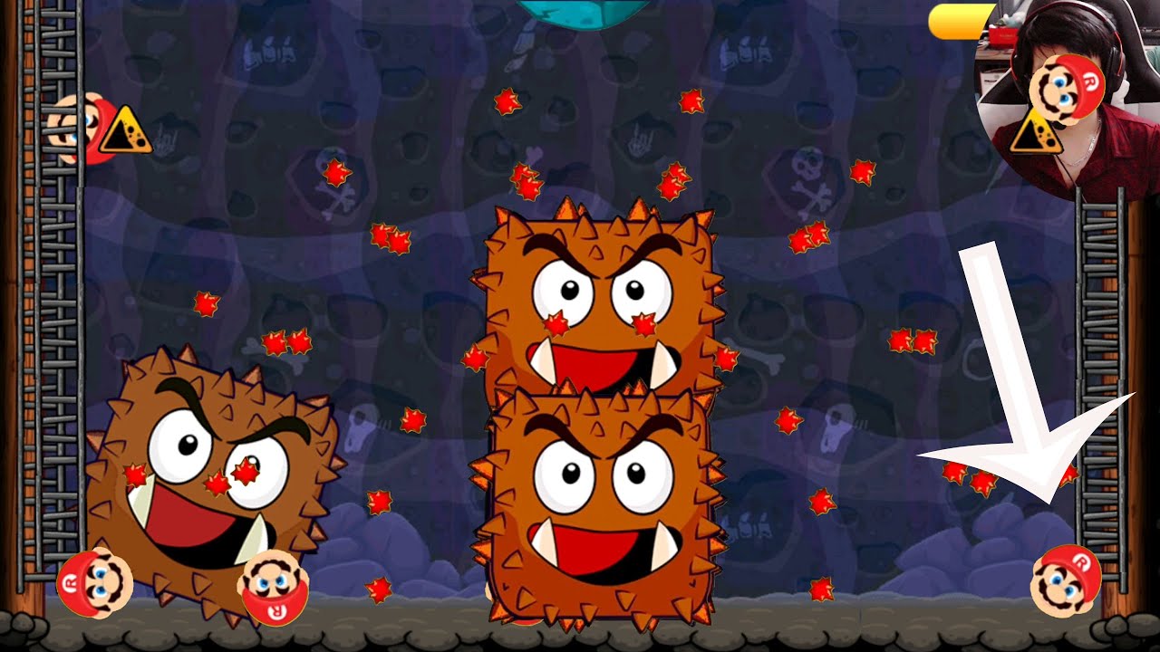 RED BALL 4 : MARIO BALL 'FUSION BATTLE' 5 GOOMBA BOSSES INTO THE CAVE in Volume 1 all levels played