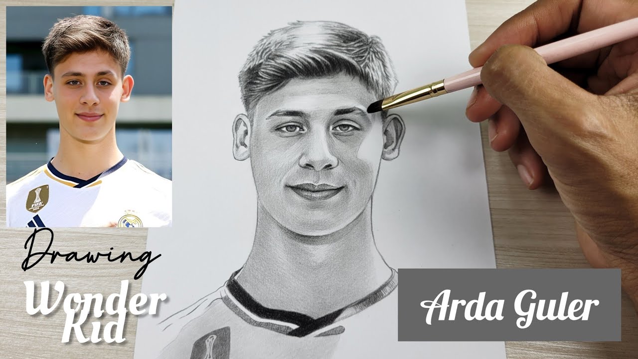 Realistic sketch Wonder kid of Real Madrid CF Arda Guler