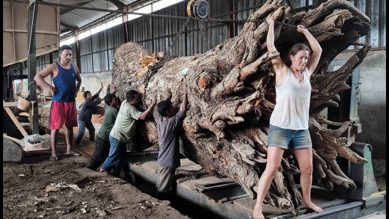 🌳THE CRAZIEST TREMBESI WOOD‼️ The Process of Entering the Sawmill is Full of Tension🌳