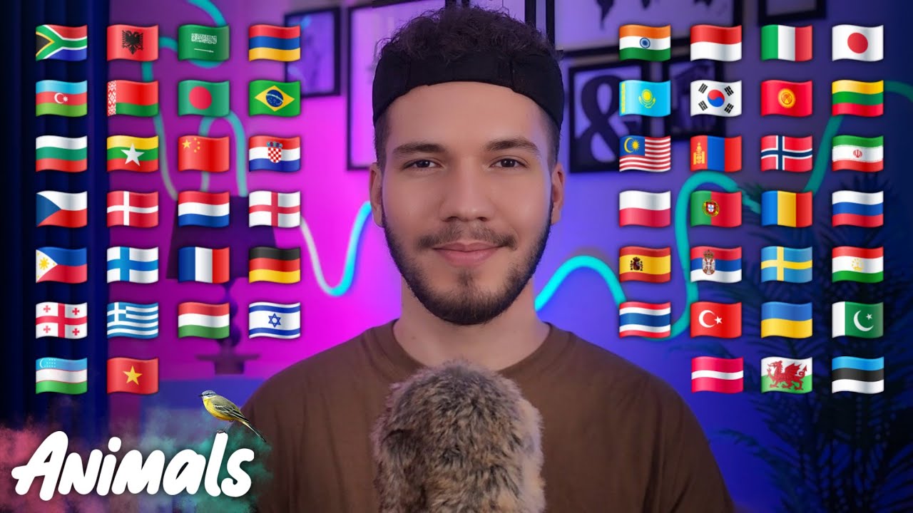 ASMR | Whispering Animal Names in 54 Different Languages (Part 2) 🦀