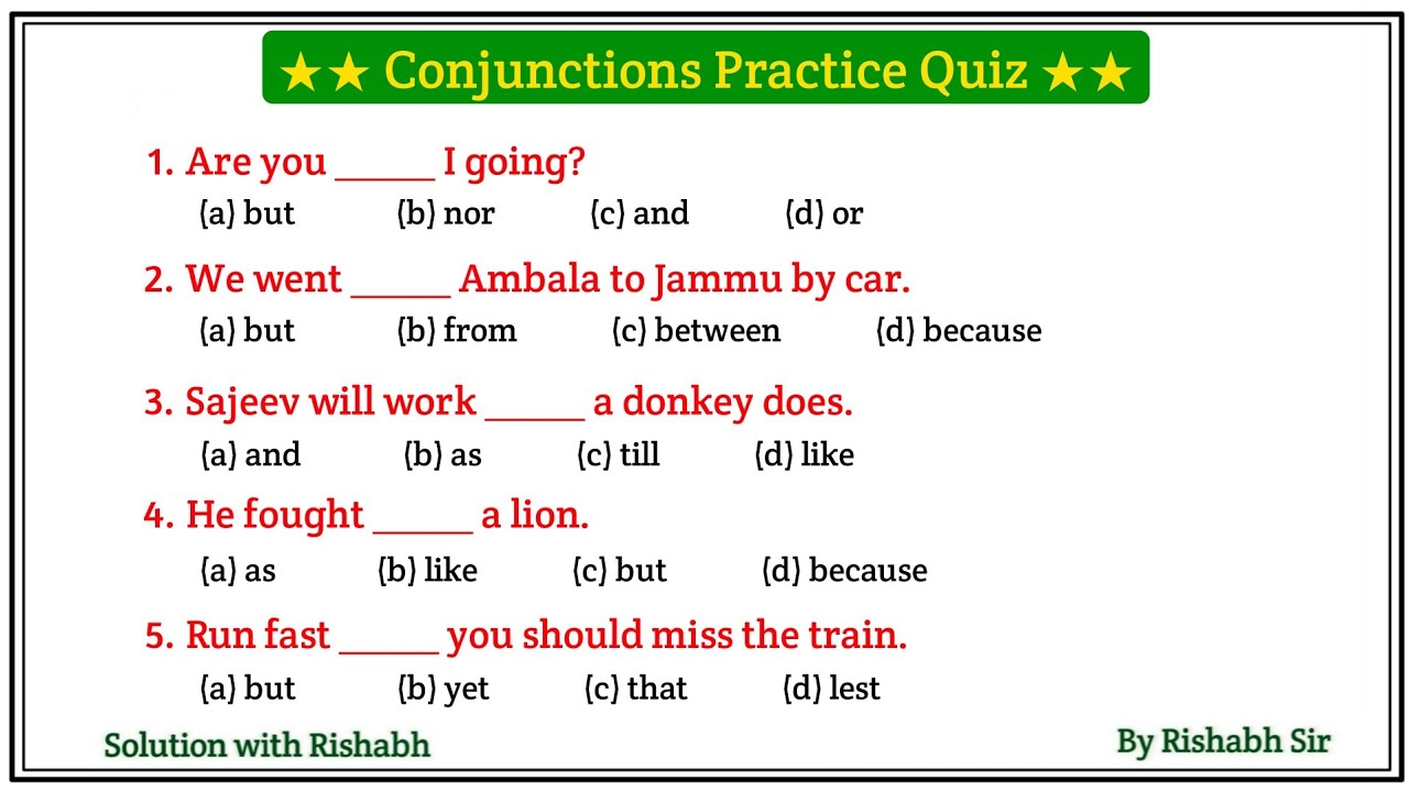 Conjunction practice set for all competitive exams | Conjunction english grammar| Fill in the blanks