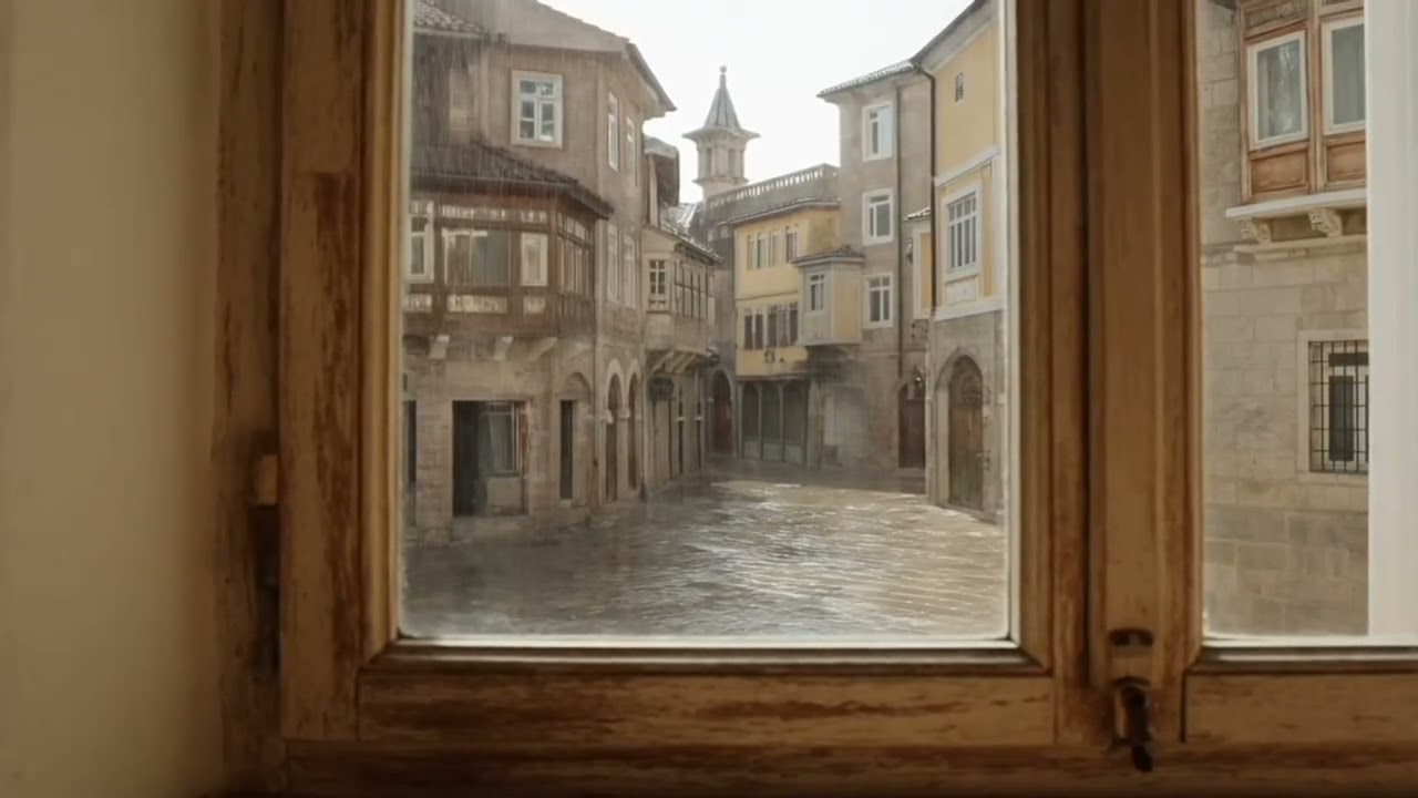 Piyano, Yağmur ve Rüzgâr ile Sakin Bir Atmosfer | Pencereden Osmanlı Sokağı(1,5 Saat)