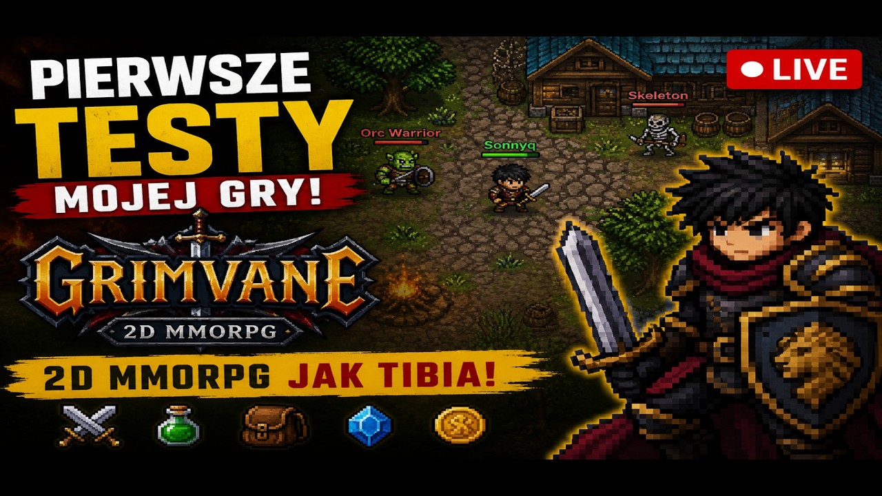 TWORZĘ 2D MMORPG JAK TIBIA! 🔥 Pierwsze testy Grimvane | Pixel Art MMORPG LIVE