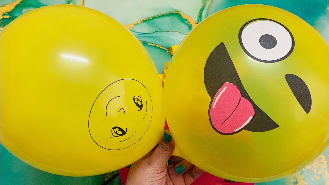 Yellow emoji balloon blowing video | asmr balloon blowing show