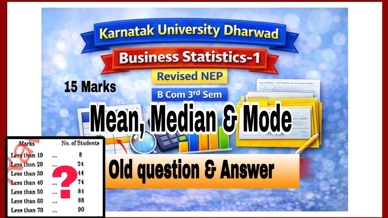 Mean, Median and Mode | 15 Marks Important Problems | Business Statistics | B.Com 3rd sem|KUD|
