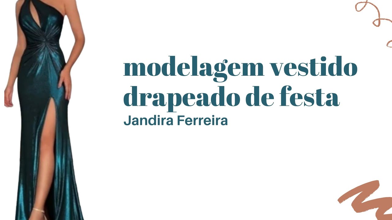 Como modelar vestido de Festa drapeado longo 
