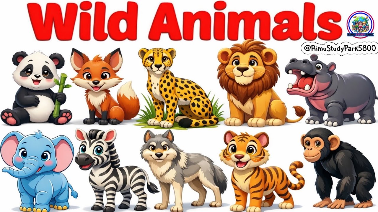 20 जंगली जानवरों के नाम | Wild Animals Name in Hindi | Kids Learning Video