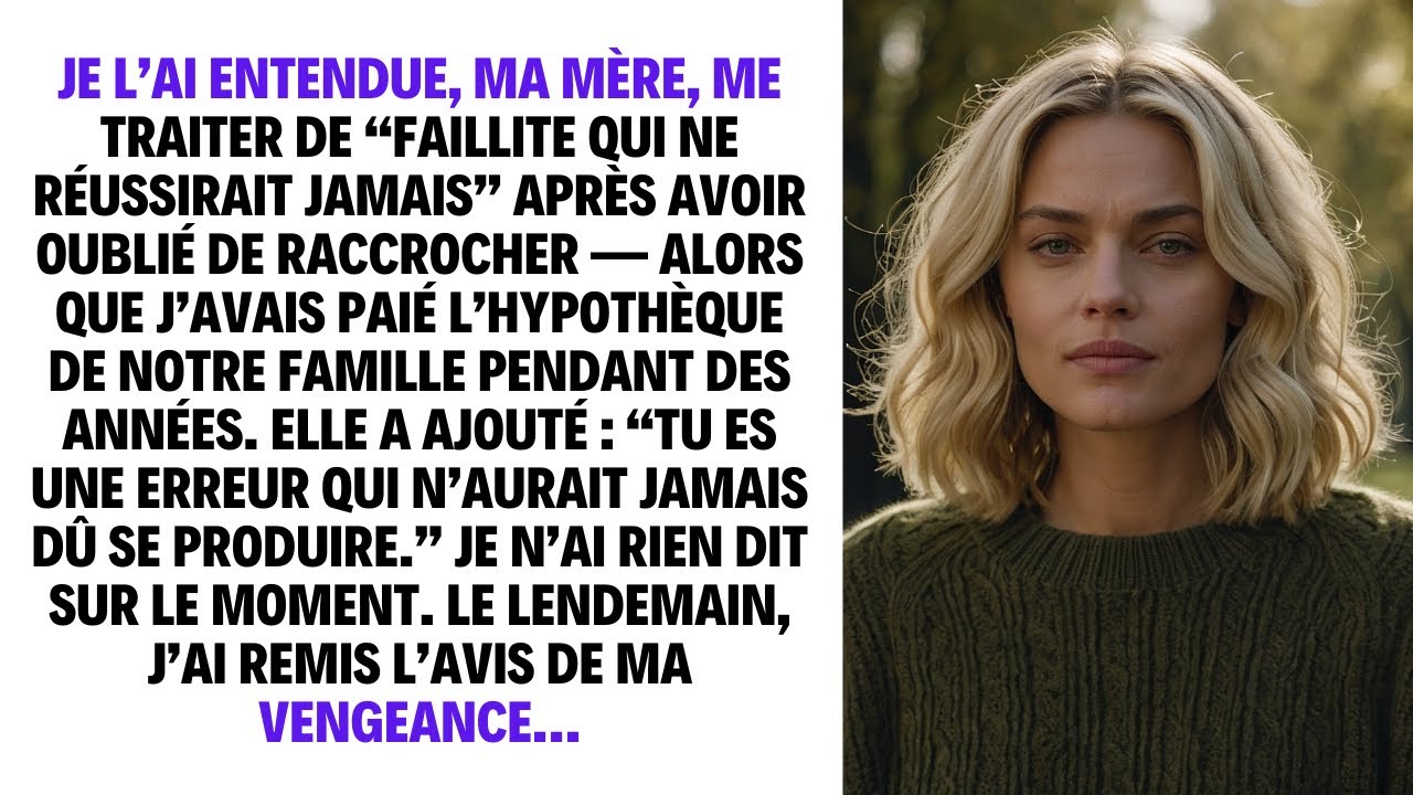 JE L’AI ENTENDUE, MA MÈRE, ME TRAITER DE “FAILLITE QUI NE RÉUSSIRAIT JAMAIS” APRÈS AVOIR OUBLIÉ...