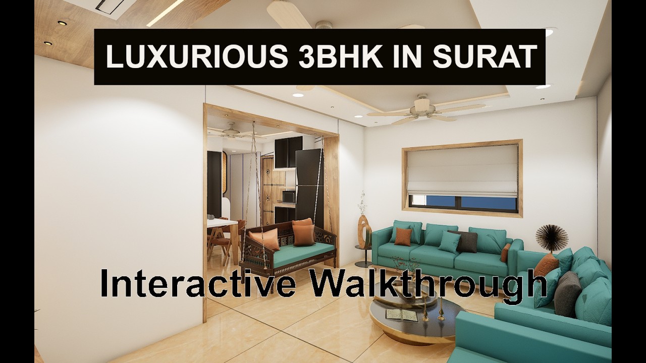 Interactive Walkthrough Of Modern 3BHK Apartment Interior Design In Surat By JG DESIGNS