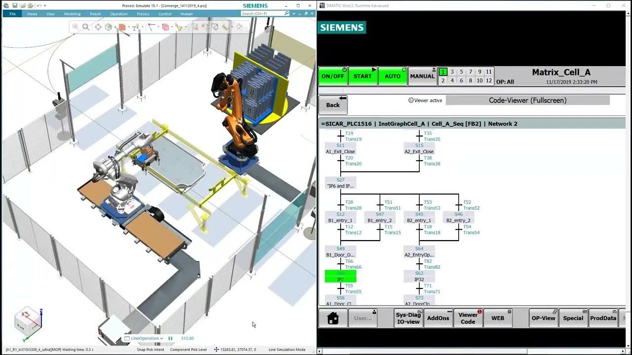 Siemens Process Simulate Virtual Commissioning with plc and AGVs
