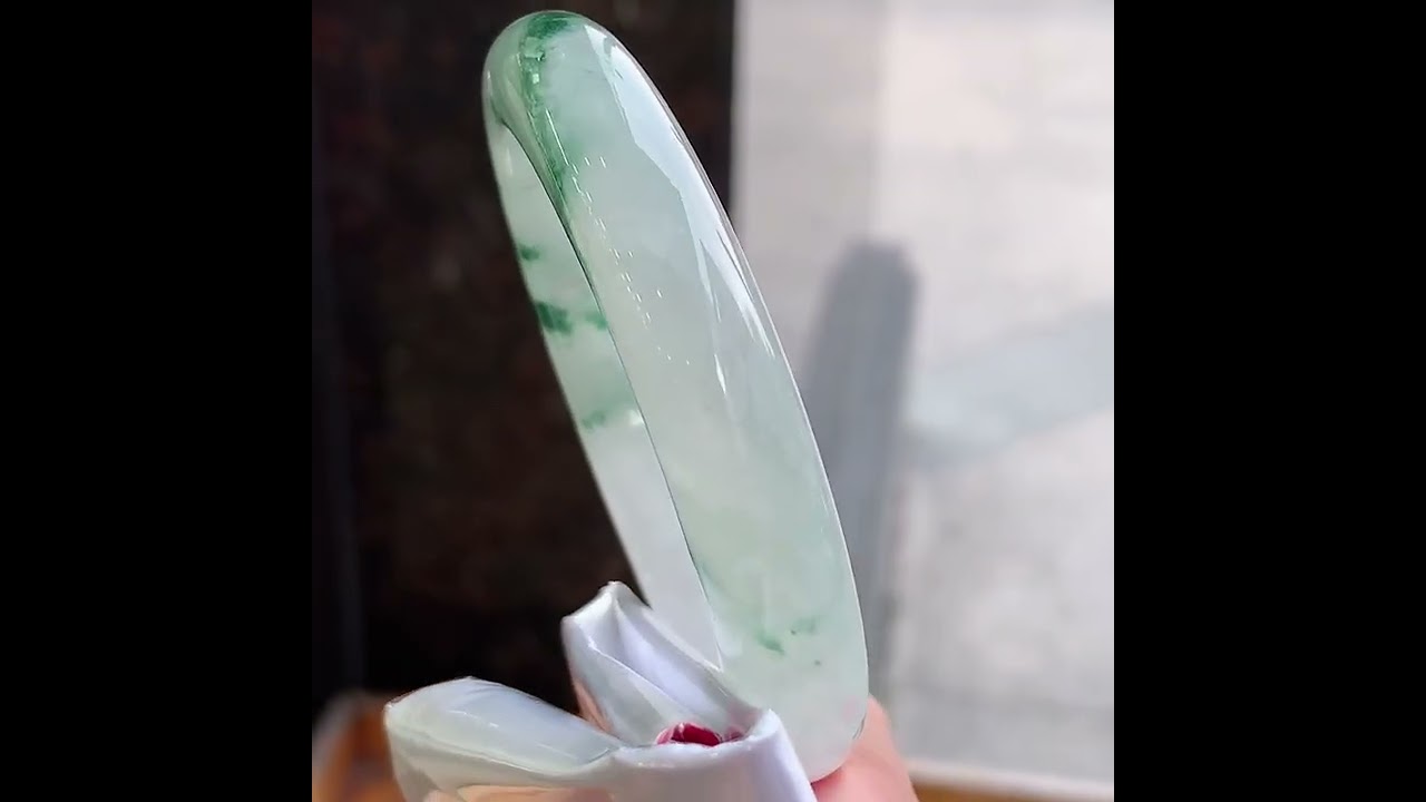 55mm Jade Bangle | Old Icy Jadeite with Stunning Floating Floral Patterns