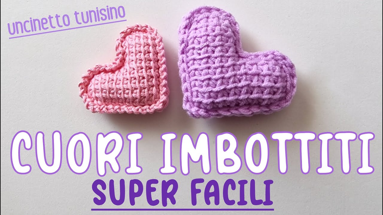 Cuore imbottito a uncinetto tunisino facile e bello