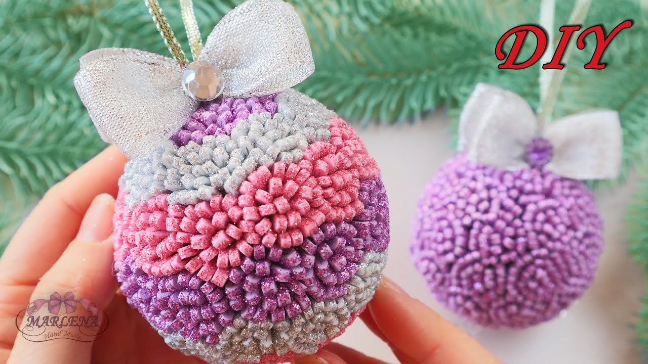 🎄 Новогодние ёлочные ИГРУШКИ-ШАРЫ 🔮 из фоамирана! Новогодний декор МК/DIY