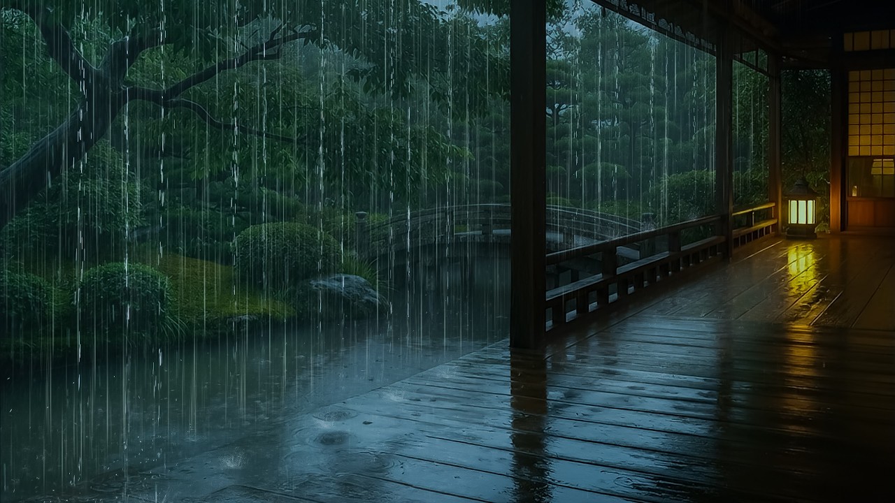 🌧️ Forest Cabin Porch Rainstorm to Sleep Deeply | ASMR Rain on Forest Lake