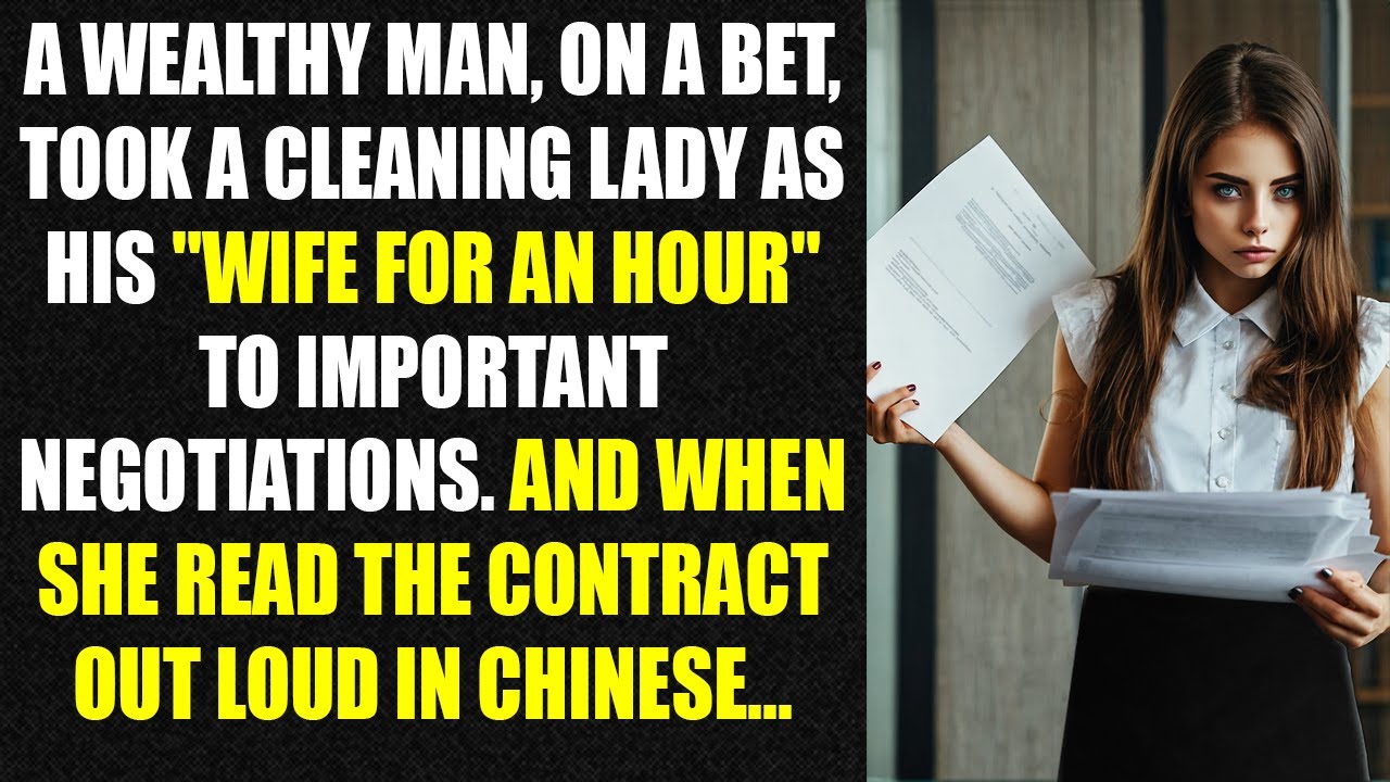 A wealthy man, on a bet, took a cleaning lady as his "wife for an hour" to important negotiations...